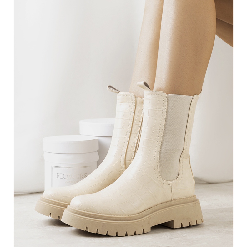 Béžové kozačky na platformě Timaru béžový 1