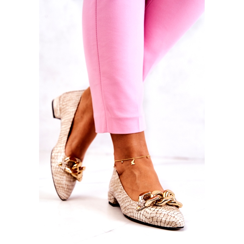 PA2 Lakované kožené lodičky z hadí kůže Béžová Elissabeth 4028-L hnědý 3