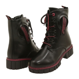 Evento Dámské boty pro Miss Eveno 22do23-5244 Black and Red Zip černý 3