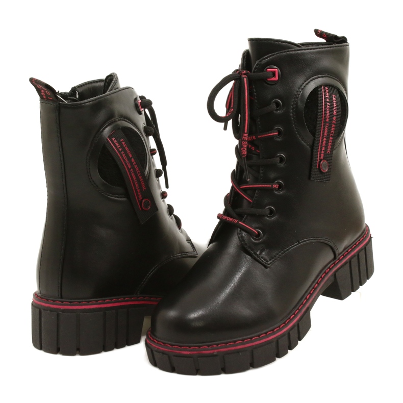 Evento Dámské boty pro Miss Eveno 22do23-5244 Black and Red Zip černý 3