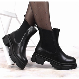 Černé kožené boty Jodhpur s černou zateplenou Big Star KK274485 černý 1