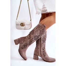 Lewski Shoes Semišové prolamované boty Lewski Boty 3171 Cappucino hnědý 2