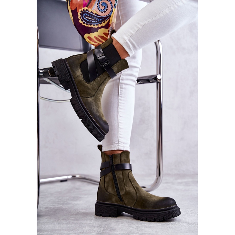 FE1 Dámské zateplené boty Jodhpur boty s páskem Zelená Jose M619 4 FE1 Dámské zateplené boty Jodhpur boty s páskem Zelená Jose M619 4