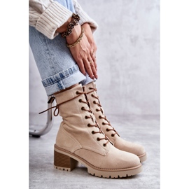 FE1 Dámské zateplené kozačky na vysokém podpatku Béžová Julieta M660 béžový 3 FE1 Dámské zateplené kozačky na vysokém podpatku Béžová Julieta M660 béžový 3