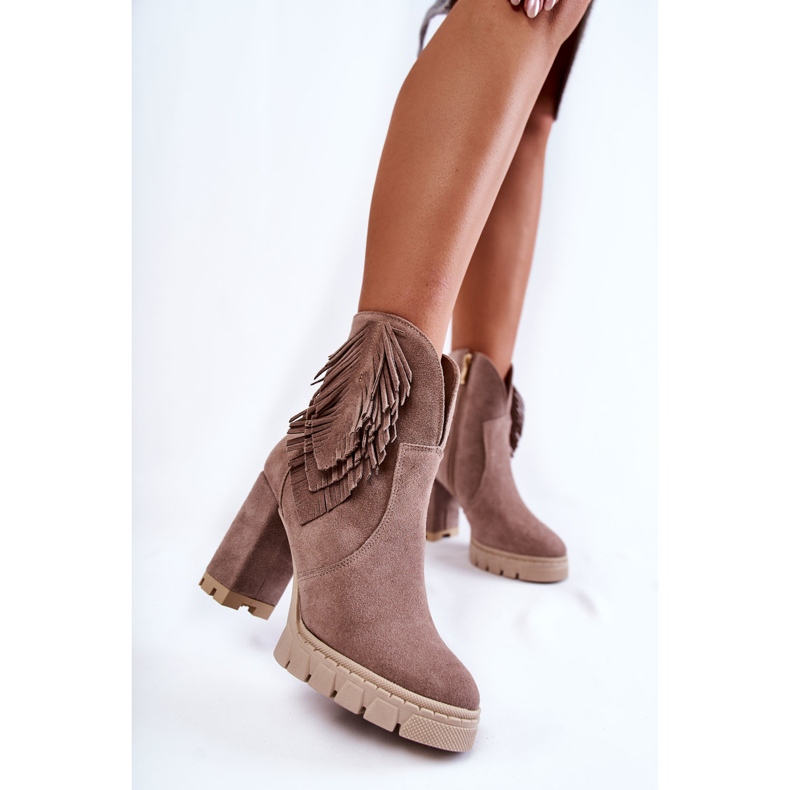 Lewski Shoes Semišové boty na platformě Lewski Boty 3251 Cappucino hnědý 1