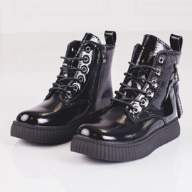 Lakované dívčí kozačky na platformě Shelovet černý 1
