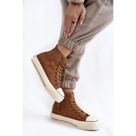 Dámské vysoké zateplené tenisky Big Star KK274171 hnědé hnědý 2