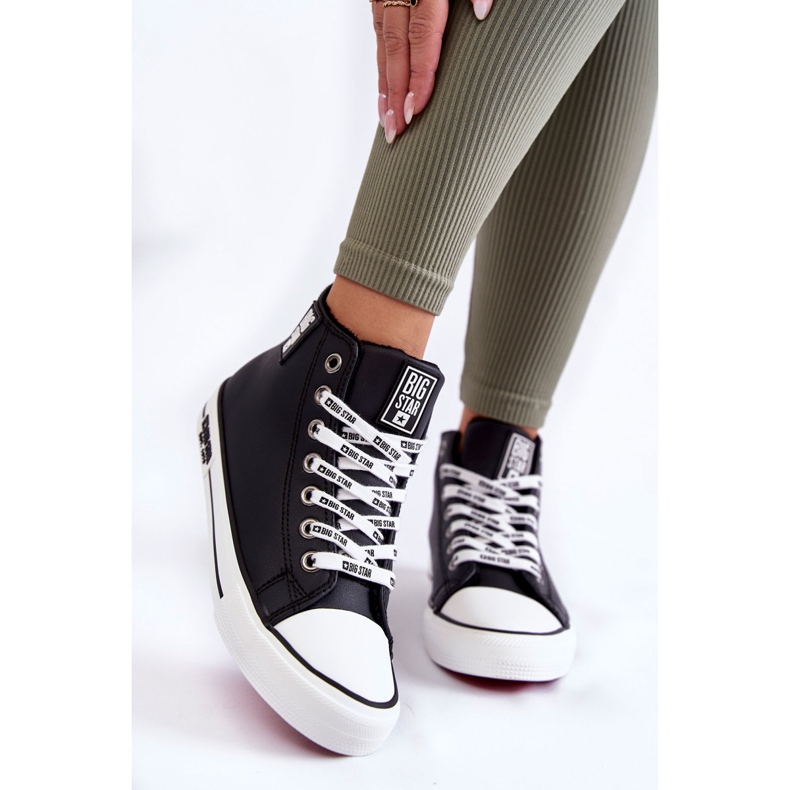 Klasické vysoké zateplené tenisky Big Star KK274598 černé černá 2