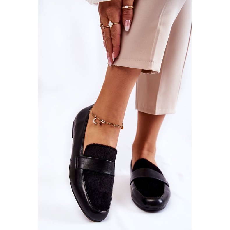 Dámské kožené mokasíny La.Fi 210018B-PUF Black černá 1