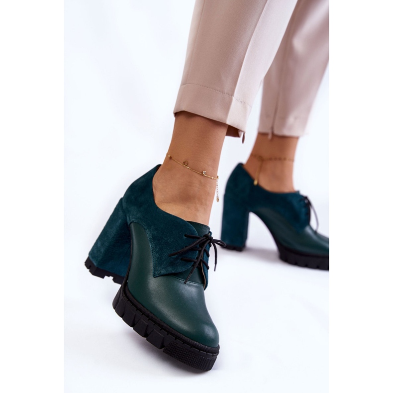 PA2 Módní semišové a kožené kozačky na platformě Green Carisa zelená 1