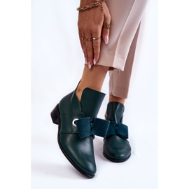 Kožené boty se semišovou mašlí, zelené zelená 1 Kožené boty se semišovou mašlí, zelené zelená 1