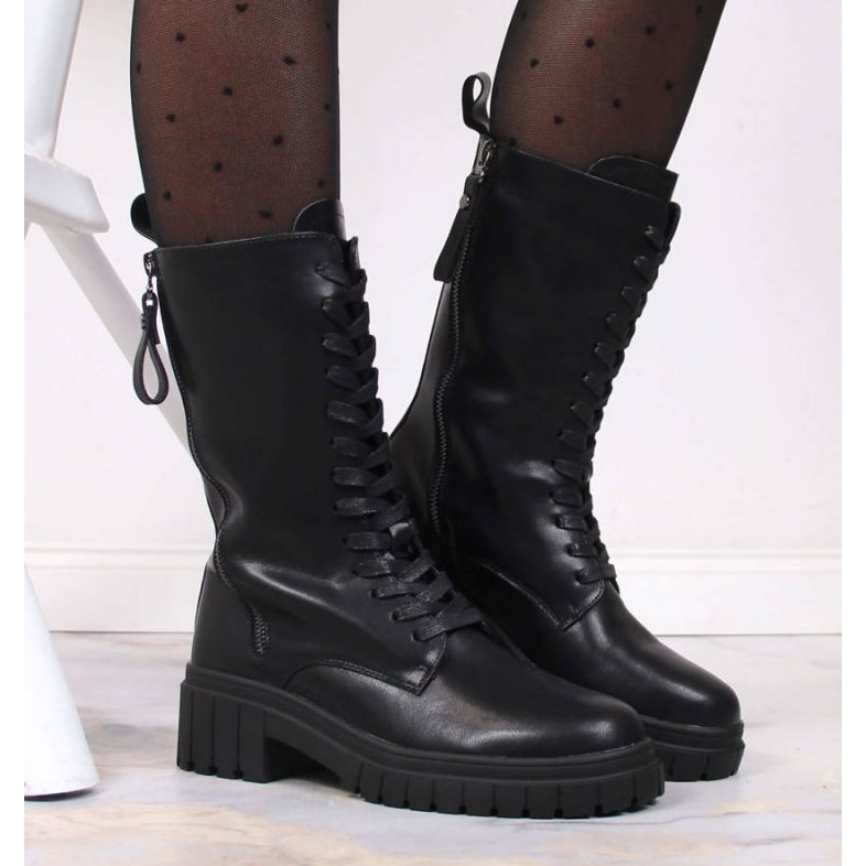 Kožené zateplené holínky Artiker W HBH38A černá 2