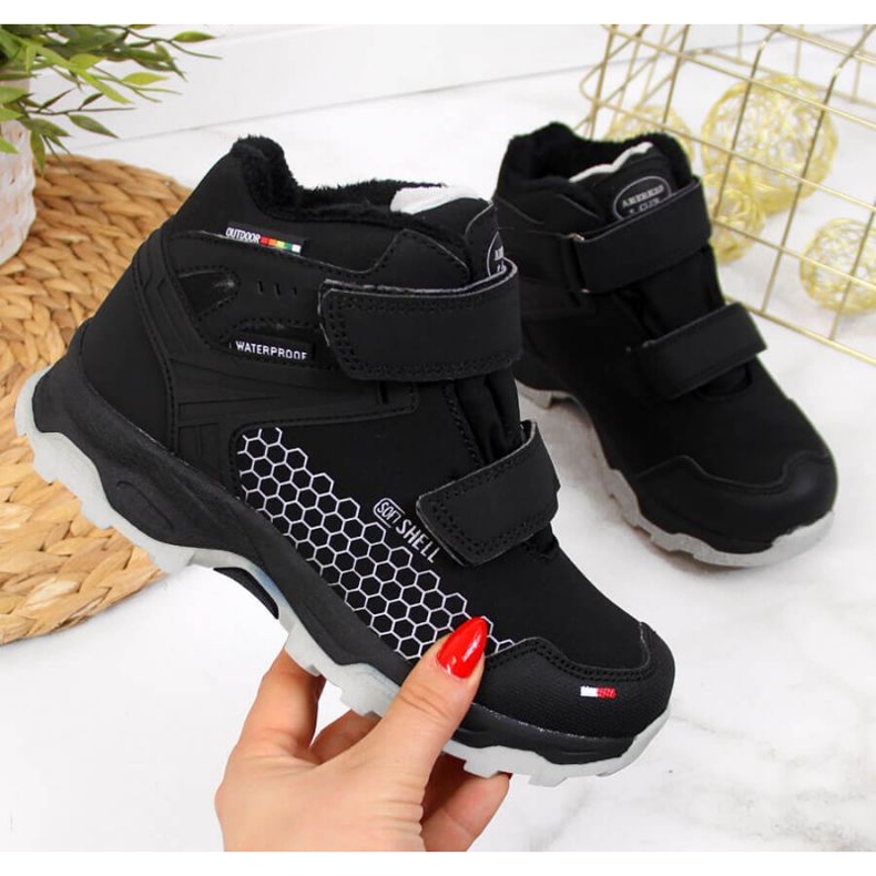 Sněhule voděodolné na suchý zip American Club Jr AM851A černá 1