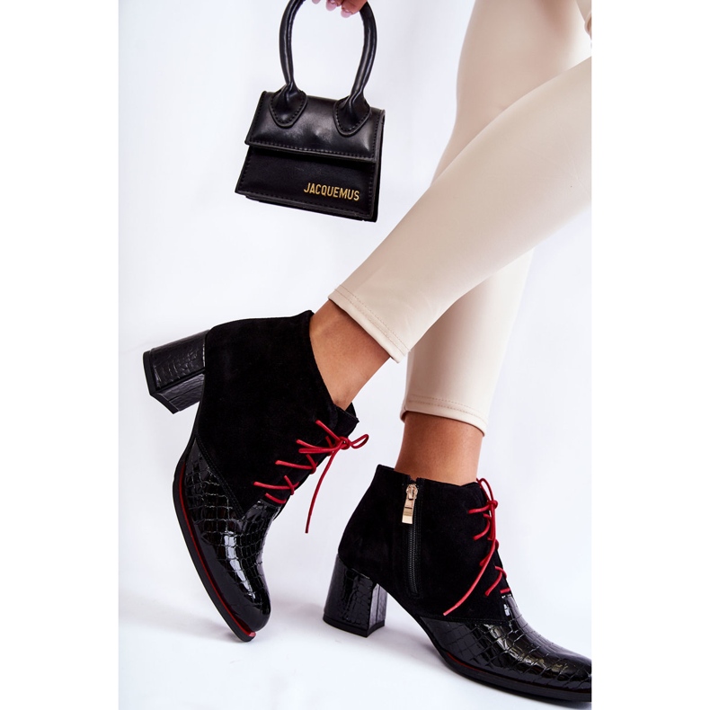 PA2 Dámské Kozačky Na Nízkém Podpatku černá Ebba 2