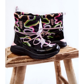 Dětské sněhule W Print Big Star KK374099 Černo-růžová černá 2