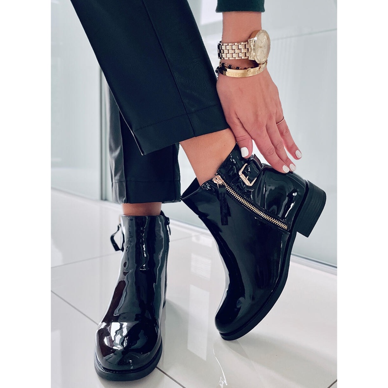 PA1 Lakované kozačky Frankie Black černý 2