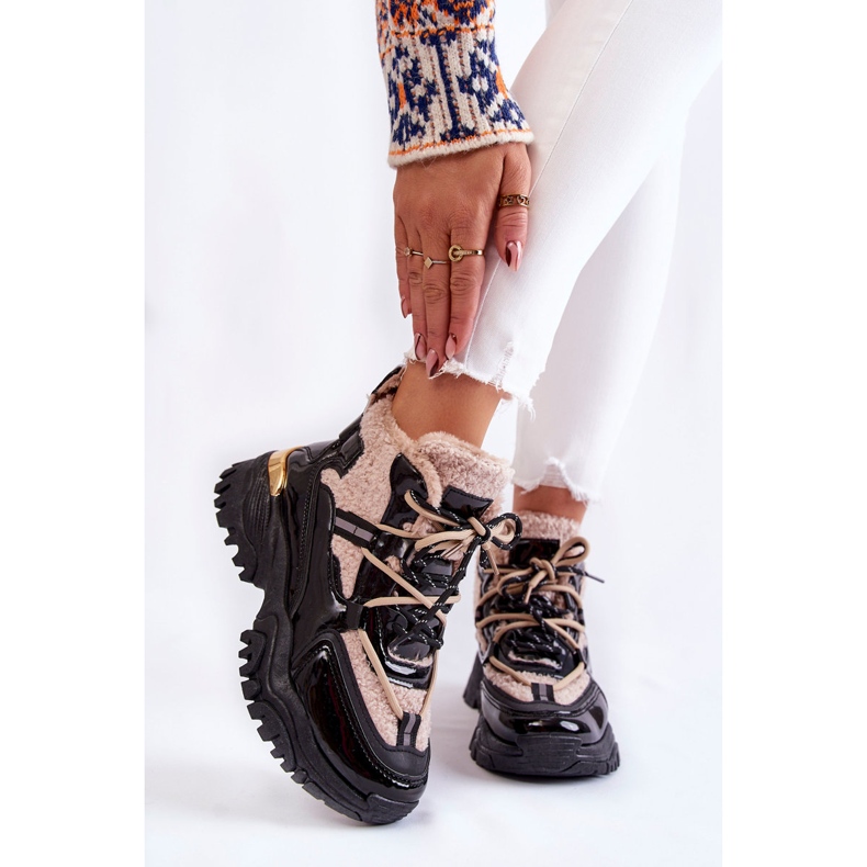 PM1 Dámské sportovní zateplené boty černá a béžová Edora béžový 1 PM1 Dámské sportovní zateplené boty černá a béžová Edora béžový 1