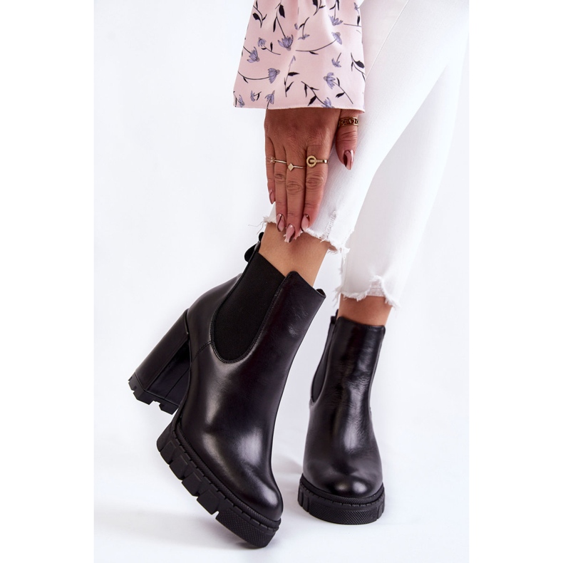 Kožené Boty Hladké Na Baru Black Eldey černý 1