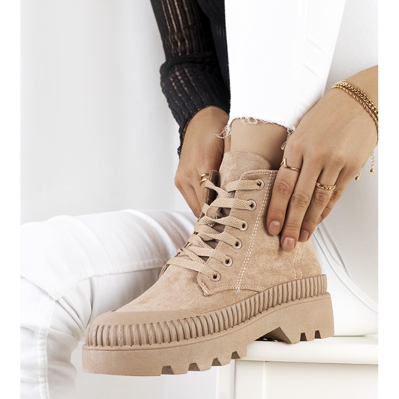 Devost hnědé eko-semišové tenisky béžový 1 Devost hnědé eko-semišové tenisky béžový 1