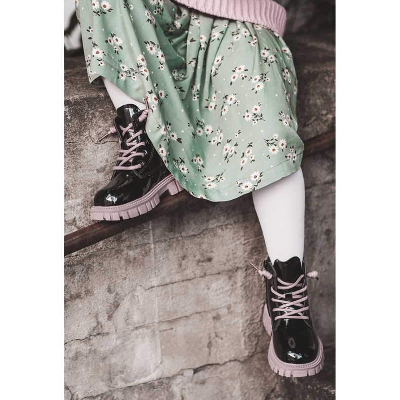 PA1 Lakované černo-fialové teplé boty Heidi černá fialový 1