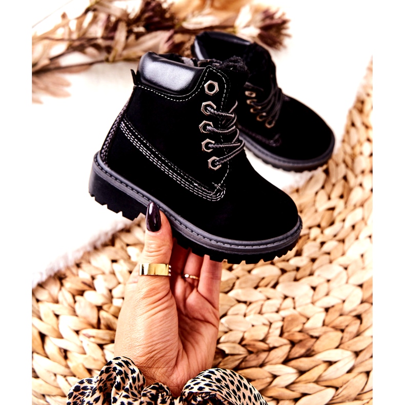 PA1 Dětské boty Trappers Black Milos H-50A / C černá 3 PA1 Dětské boty Trappers Black Milos H-50A / C černá 3