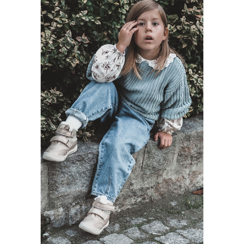 Dětské zateplené kozačky na suchý zip Big Star KK374189 Béžovo-zlatá hnědý 1