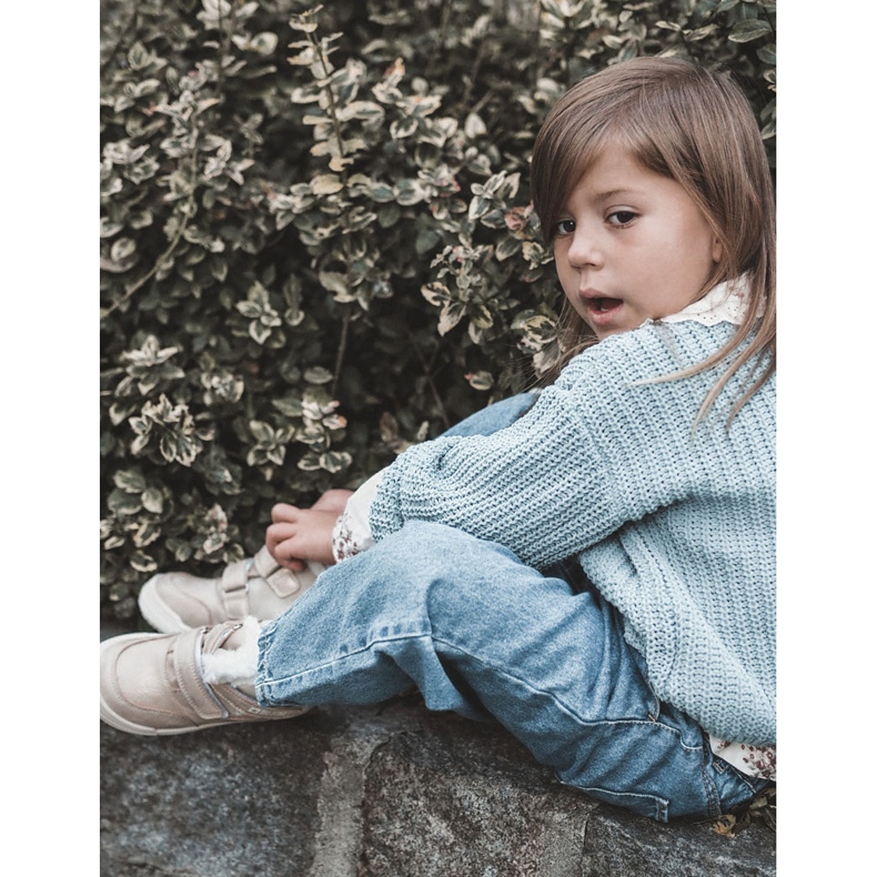 Dětské zateplené kozačky na suchý zip Big Star KK374189 Béžovo-zlatá hnědý 2