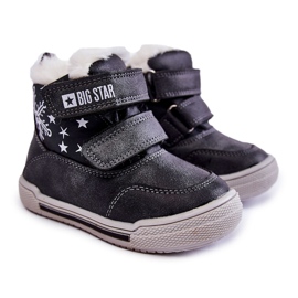 Dětské zateplené kozačky na suchý zip Big Star KK374191 Černá černý 1
