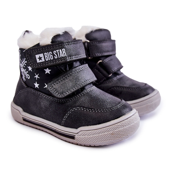 Dětské zateplené kozačky na suchý zip Big Star KK374191 Černá černý 1