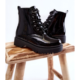 Vinceza Dětské kozačky lakované se zipem Black Julie černá 1