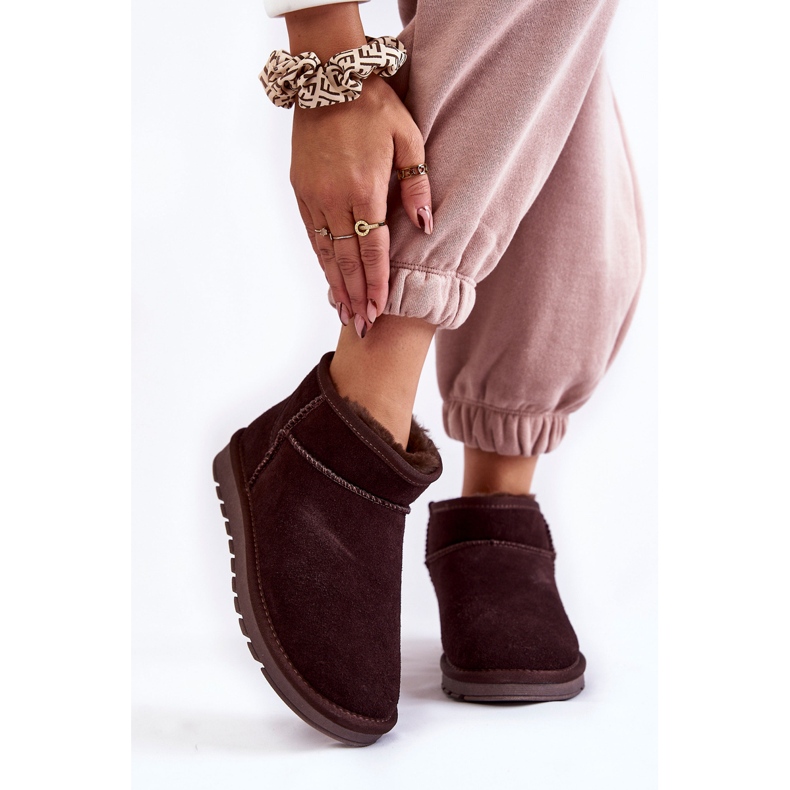 Dámské semišové nízké boty do sněhu Shelie hnědý 1 Dámské semišové nízké boty do sněhu Shelie hnědý 1