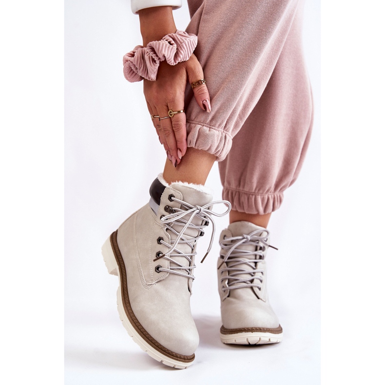 Dámské zateplené kozačky světle šedé Lonne šedá 1