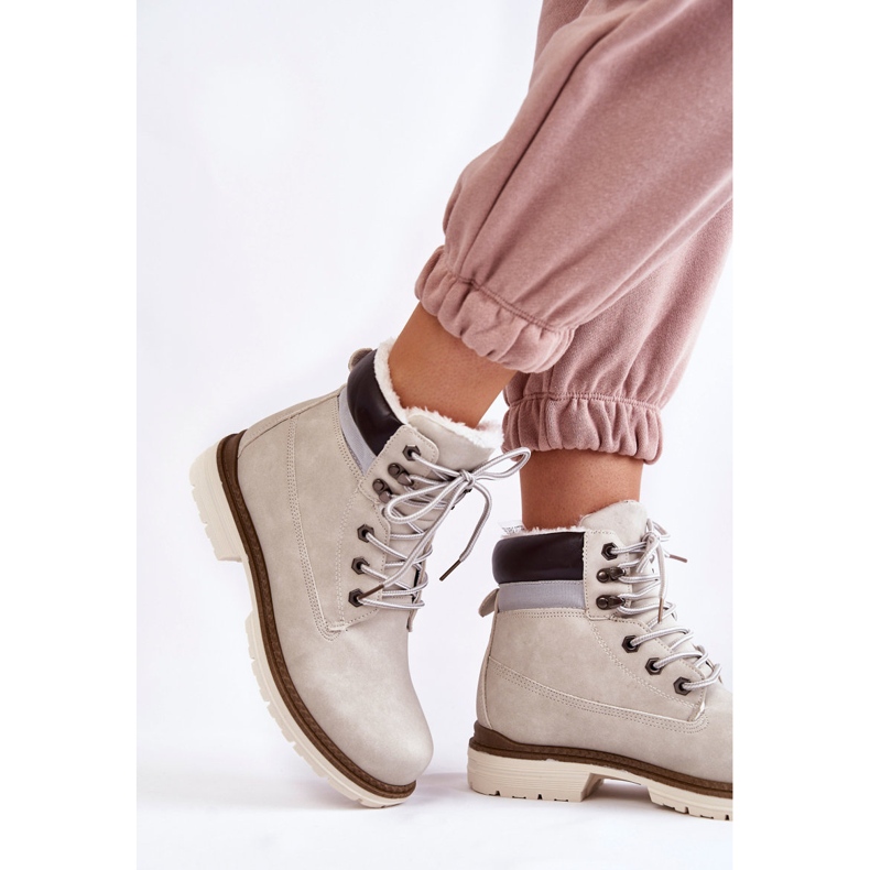 Dámské zateplené kozačky světle šedé Lonne šedá 2