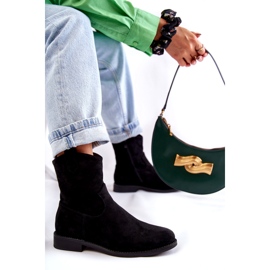 S.Barski Dámské semišové kozačky na plochých podpatcích Černá Fiorenz HY66-66 3