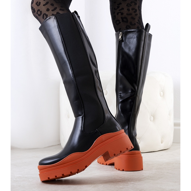 PA1 Černé kozačky na barevné podrážce Pura černá 1 PA1 Černé kozačky na barevné podrážce Pura černá 1