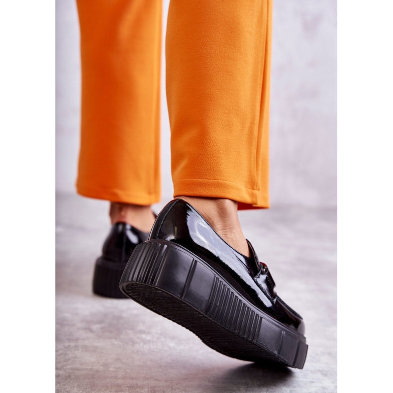 PL5 Módní kožené boty na platformě Black Marsol černý 3