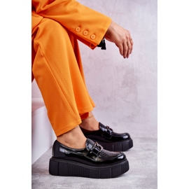 PL5 Módní kožené boty na platformě Black Marsol černá 5