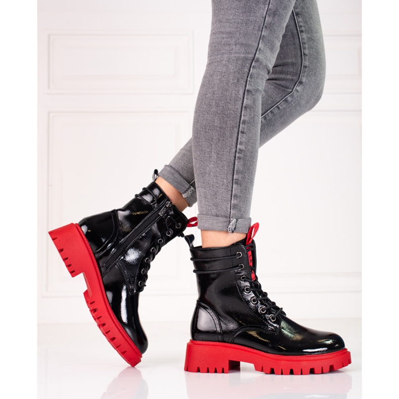 Shelovet dámské dělnice s červenou podrážkou černá 1