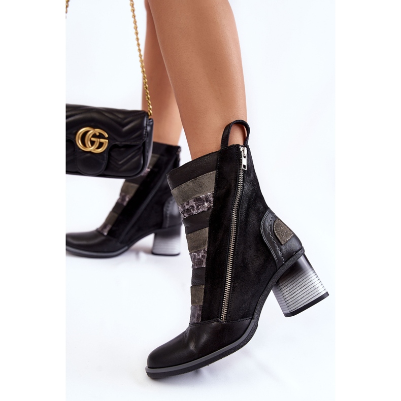 Dámské vysoké kožené kozačky Maciejka 05647-01 Černá šedá 2 Dámské vysoké kožené kozačky Maciejka 05647-01 Černá šedá 2