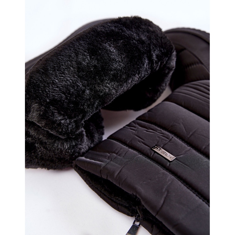 Černé teplé boty na klínku Calena černá 2