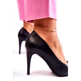 Sergio Leone Klasické černé kožené jehlové podpatky Magically 1396 černá 4