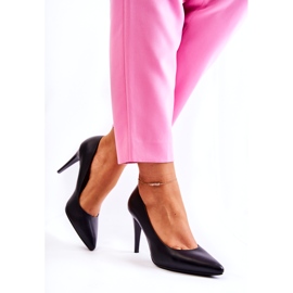 Sergio Leone Klasické černé kožené jehlové podpatky Magically 1396 černá 1