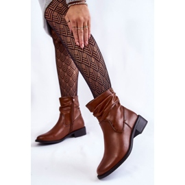 Sergio Leone Dámské mačkané kozačky na plochém podpatku Hnědé Sersa hnědý 2