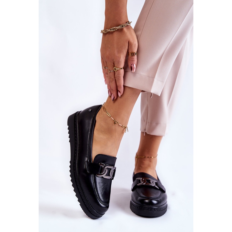 Vinceza Kožené Mokasíny Na Černé Platformě Abisso černá 1