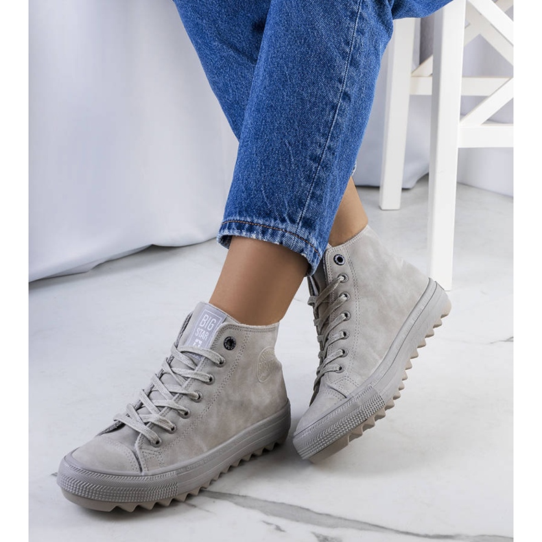 Šedé zateplené tenisky Big Star GG274070 šedá 1