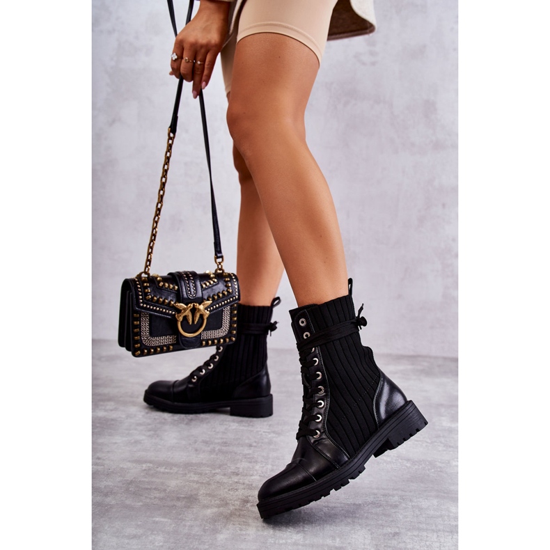 PG1 Dámské Kozačky S Ponožkou Vázanou Černé Livaro černá 2 PG1 Dámské Kozačky S Ponožkou Vázanou Černé Livaro černá 2