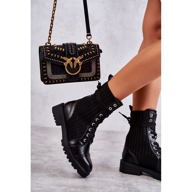 PG1 Dámské Kozačky S Ponožkou Vázanou Černé Livaro černá 1 PG1 Dámské Kozačky S Ponožkou Vázanou Černé Livaro černá 1