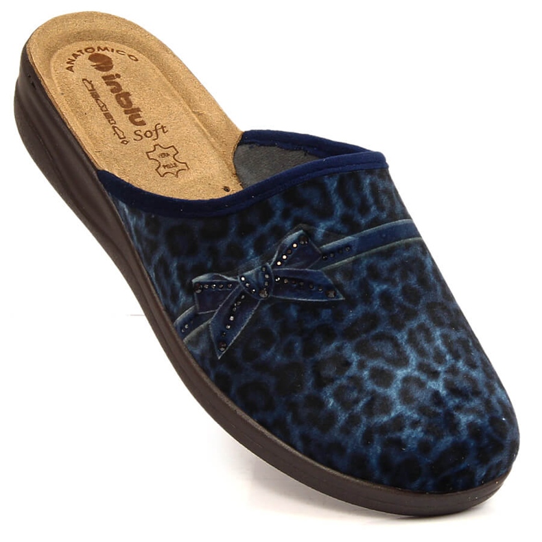 Pohodlné dámské tmavě modré pantofle Inblu s leopardím potiskem námořnická modř 1