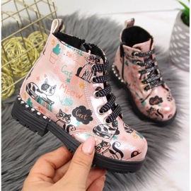 Nautilus Kozačky podzimní kozačky Navy Dot Jr WOL6B růžový 1