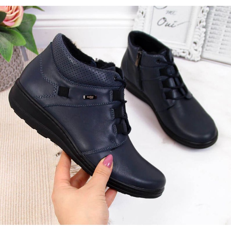 Zateplené kožené holínky Helios W H521B námořnická modrá 1